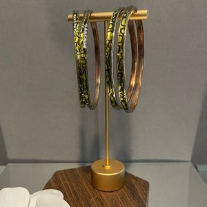 Green/bronze with diamonds bangle set
